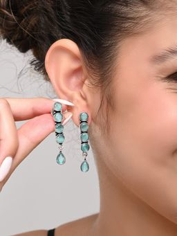Anvik - Elegant Long Stud Earrings with Teardrop Design Mint