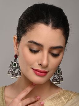 Anvik - Bird Drop Earrings with Jhumka Charm