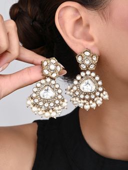 Anvik - Gold Plated Kundan and Pearl Drop Earrings