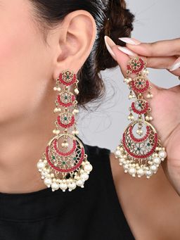 Anvik - Circle Long Drop Earring - Red