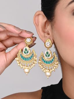 Anvik - Gold-Plated Crescent Green Chandbalis