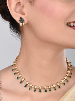 Anvik - Gold Plated Delicate Necklace Set Green
