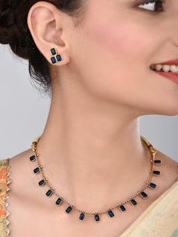 Anvik - Gold Plated Delicate Necklace Set - Blue