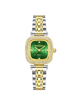 Giordano - Women Crystal Studded Bezel Green Dial Analog Watch - GZ-60165 (M)