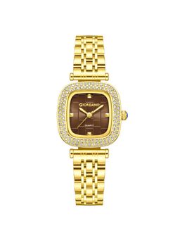 Giordano - Women Crystal Studded Bezel Brown Dial Analog Watch - GZ-60165 (M)