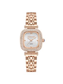 Giordano - Women Crystal Studded Bezel White Dial Analog Watch - GZ-60165 (M)
