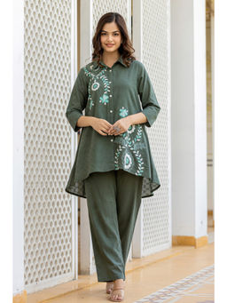 Autumnlane - Teresa Olive Embroidery Cotton Co-Ord (Set of 2)