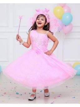AJ Dezines - Kids Birthday Pari Gown Christmas Dress with Wings Wand and Hair Band