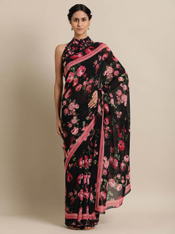 The Print Pickle - Rose Garden Saree with Unstitched Blouse