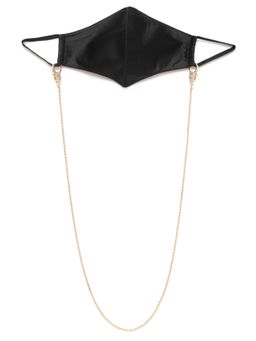 Blueberry - Women Black Reusable 2-Ply Outdoor Satin Mask With Detachable Chain Strap