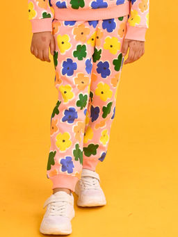 ANTHRILO - Pink Flowers Girls Fleece Joggers