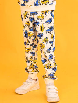 ANTHRILO - Cars Print Fleece Boys Joggers-White