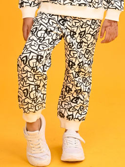ANTHRILO - Black Heart Fleece Girls White Joggers