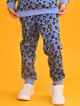 ANTHRILO - Leopard Blue Fleece Girls Joggers