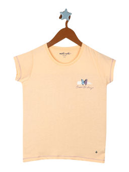 Monte Carlo - Girls Peach Print Round Neck T-Shirt