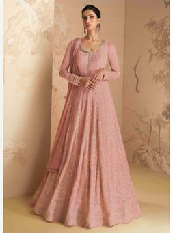 Jaipur Kurti - Pink Embroidered Semi Stitched Kurta and Churidar with Dupatta (Set of 3)