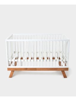 Mi Arcus - Rubber Wooden Cot Cum Junior Bed Furniture with Adjustable Height - White