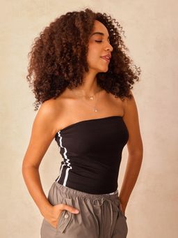 Outzidr - Black Tube Striped Top