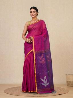 CHARUKRITI - Purple Sequin Work Resham Silk Soft Saree