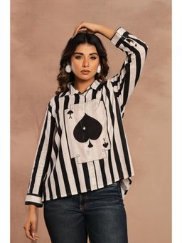 AADVIKA - Black Card Print Trendy Premium Shirt