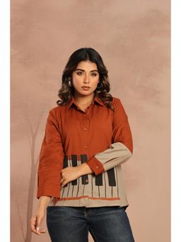 AADVIKA - Rust Fusion Print Shirt