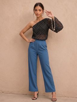 AADVIKA - The Midnight Asymmetric Lehriya Top