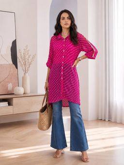 AADVIKA - Pink Bandhani Regular Fit Shirt