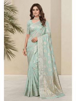 Zari Jaipur - Green Banarasi Chinon Swarovski Saree