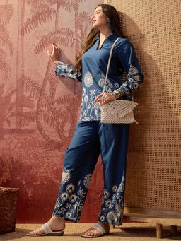 CLO - Blue Aesthetic Floral Print Cotton Co-Ord Set