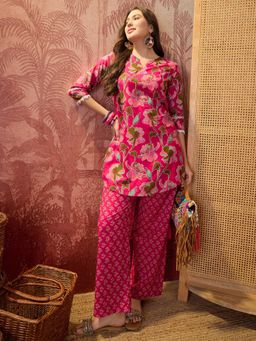 CLO - Pink Floral Printed Pure Cotton Co-Ord Set
