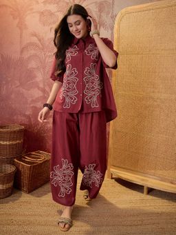 CLO - Maroon Embroidery Co-Ord Set