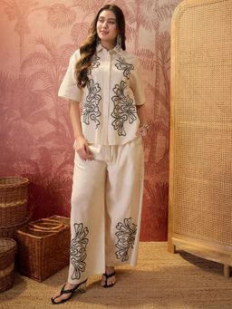 CLO - Off White Embroidery Co-Ord Set