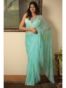 Zari Jaipur - Foil Printed Chiffon Swarovski Sequin Saree