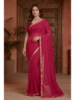 Zari Jaipur - Red Banarasi Chinon Swarovski Saree