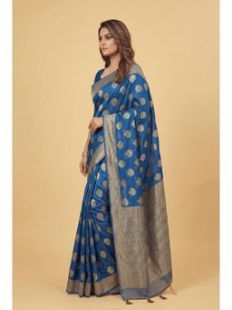 Zari Jaipur - Blue Banarasi Chinon Woven Saree