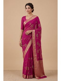 Zari Jaipur - Pink Banarasi Chinon with Swarovski Saree