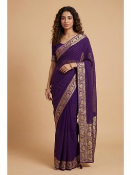 Zari Jaipur - Purple Banarasi Chinon Swarovski Saree