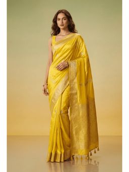 Zari Jaipur - Yellow Banarasi Chinon Swarovski Saree