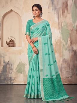 Sutriti - Sky Blue Linen Saree for Women Festive Party Wear