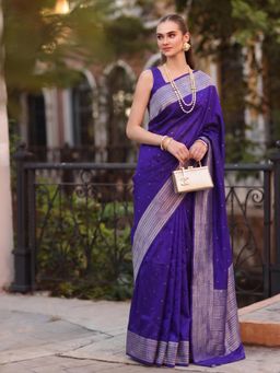 Sutriti - Navy Blue Art Silk Saree for Women Festive Wedding Wear