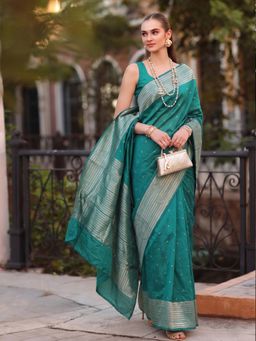 Sutriti - Teal Art Silk Saree for Women Festive Party Ethnic Wear