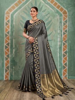 Sutriti - Black Art Silk Checkered Saree For Women Festive and Evening Wear