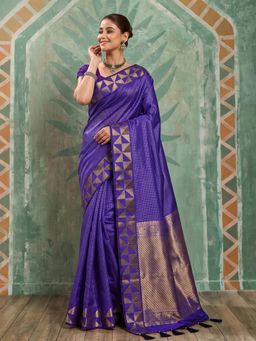 Sutriti - Navy Blue Art Silk Traditional Saree For Women Woven Festive Drape