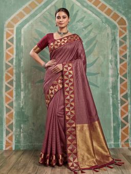 Sutriti - Maroon Zari Border Art Silk Saree Bridal and Festive Ethnic Wear For Women