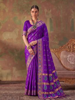 Sutriti - Purple Soft Silk Saree For Women Festive, Wedding and Party Ethnic Wear