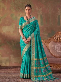 Sutriti - Sea Green Soft Silk Saree For Women Festive, Wedding and Party Ethnic Wear