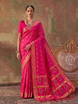 Sutriti - Rani Pink Soft Silk Saree For Women Festive, Wedding and Party Ethnic Wear