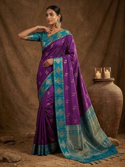 Sutriti - Blue Banarasi Soft Silk Saree for Women Festive Wedding Ethnic Saree