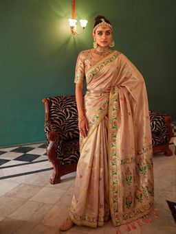 Sutriti - Pink Tissue Silk Saree for Women Festive Party Wedding Wear