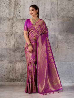 Sutriti - Rani Pink Banarasi Silk Saree for Women - Festive and Wedding Wear